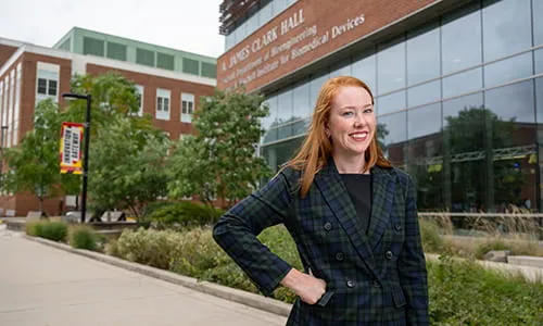 Hannah Zierden in front of an Academic Building